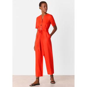 Whistles Red Fiona Linen Button Jumpsuit